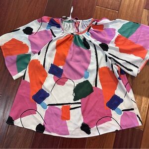 CROSBY by Mollie Burch Colorful Abstract Blouse